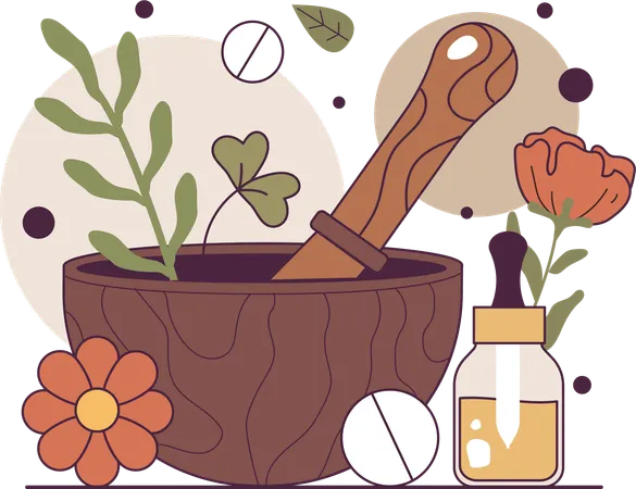 Ayurvedic herbs illustration