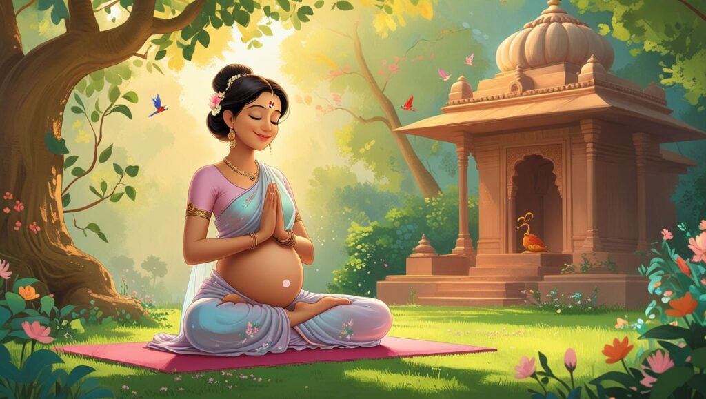 Pregnant woman meditating